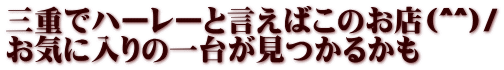 三重でハーレーと言えばこのお店(^^)/ お気に入りの一台が見つかるかも